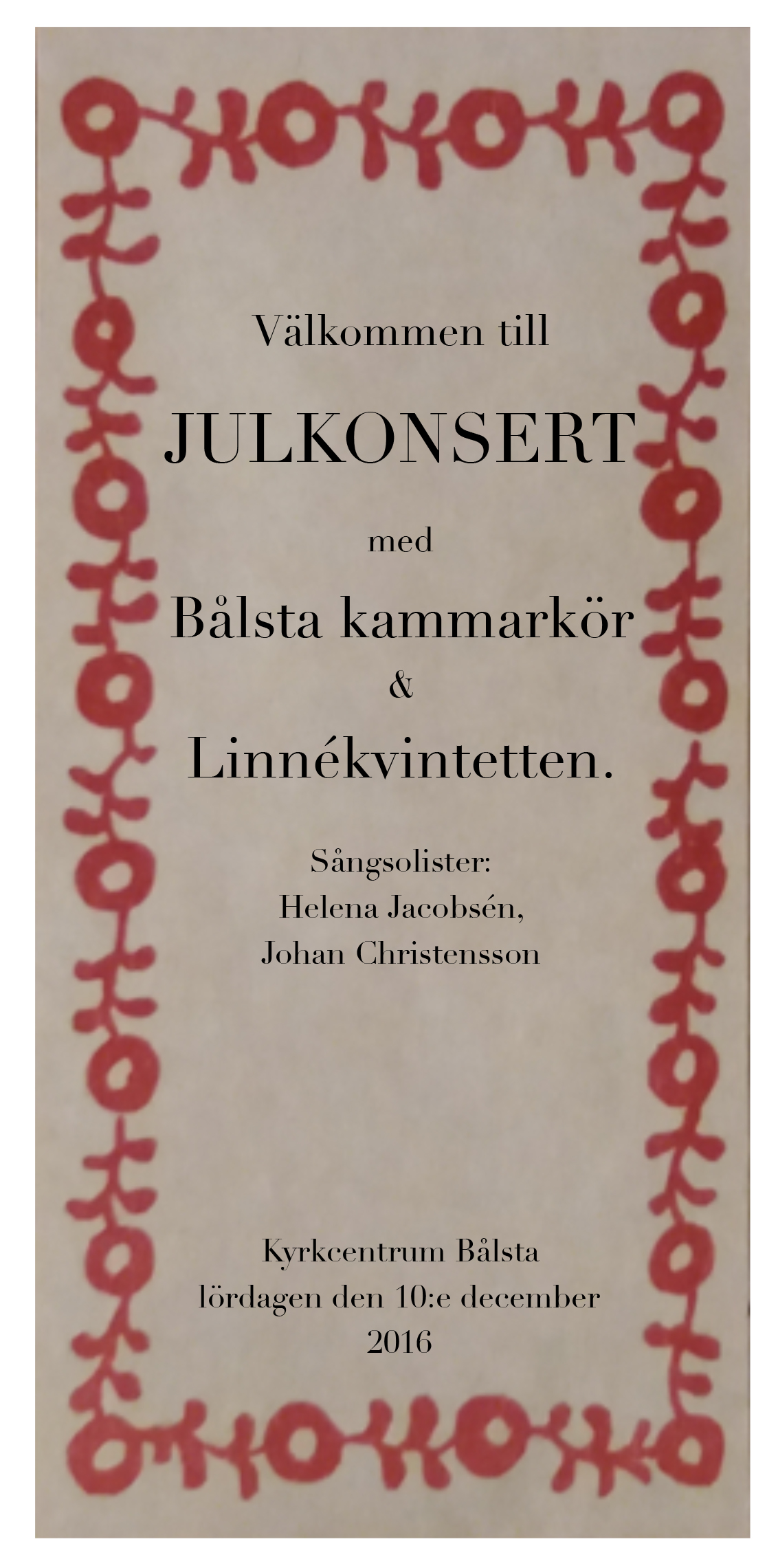 Julkonserten lördag 10 dec